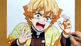 Drawing Zenitsu Agatsuma From Demon Slayer | Kimetsu no Yaiba Anime Marker Art Illustration