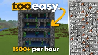 EASIEST Mob Farm in Minecraft - 1500 Items Per Hour ANY Java Version