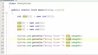 82 Jagged Array length in Java Programming Hindi