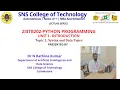 Syntax and Data Types PYTHON PROGRAMMING SNS Institutions