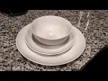 Review Amazon Basics 16-Piece Porcelain Kitchen Dinnerware Set with Plates Bowls and Mugs