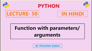 Python Lecture 50 Function with parameters arguments or default arguments in python in Hindi