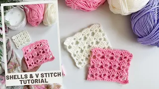 How to Crochet the Shells and V Stitch Pattern Easy Crochet Stitch Tutorial
