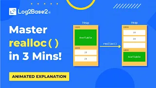 Master realloc in C - Animated Explanation in 3 Mins Log2Base2