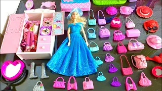 Satisfying Barbie Doll Fashion Collection 💙 Blue Dress & Cute Accessories ASMR