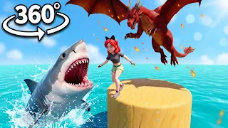 Dragon Fire & Shark Attack: Scarlet Skips vs the CRAZIEST Obby | 360° VR