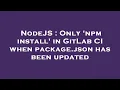 NodeJS Only npm install in GitLab CI when package json has been updated