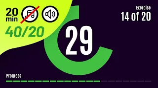 20 min - HIIT TABATA WORKOUT TIMER Without Music