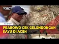 Prabowo Cek Gelondongan Kayu yang Terbawa Banjir di Aceh Tamiang