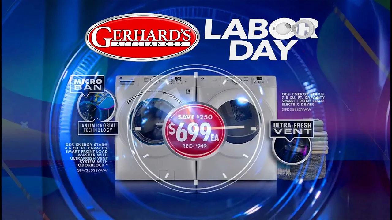 Gerhard's Appliances — Gerhard's Appliances Labor Day Sale on GE Appliances (YouTube video ad)