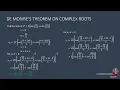 COMPLEX NUMBERS DE MOIVRE S THEOREM ON COMPLEX ROOTS