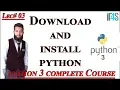 Python Tutorial in Urdu Hindi Download and Install Python 3 in Your Computer Laptop Windows 10