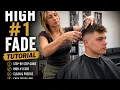 Men s High and Tight Taper Fade Haircut Tutorial Lady Barber Ashlee