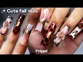 Download Lagu Cute Fall Nails 🤎🍂✨ polygel nail tutorial + brown \u0026 gold nail art ♡ 3d flower tutorial