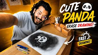 I Drew a Cute Panda in Minutes! πΌβ¨ | Erase Drawing Challenge (Vlog)