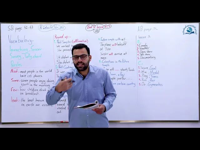 ⁣مادة اللغة الإنكليزية للصف الثالث المتوسط ،الوحدة الخامسة: الدرس الثامن و التاسع
