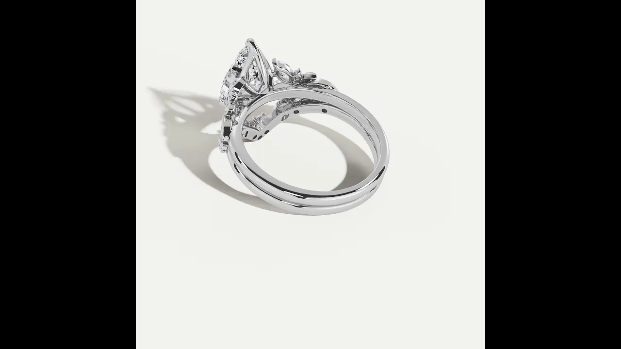 Ariadne丨Pear Cut Lab-Grown Diamond Botanical Bridal Ring Set