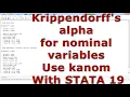 Krippendorff s alpha for nominal variables Use kanom With STATA 19