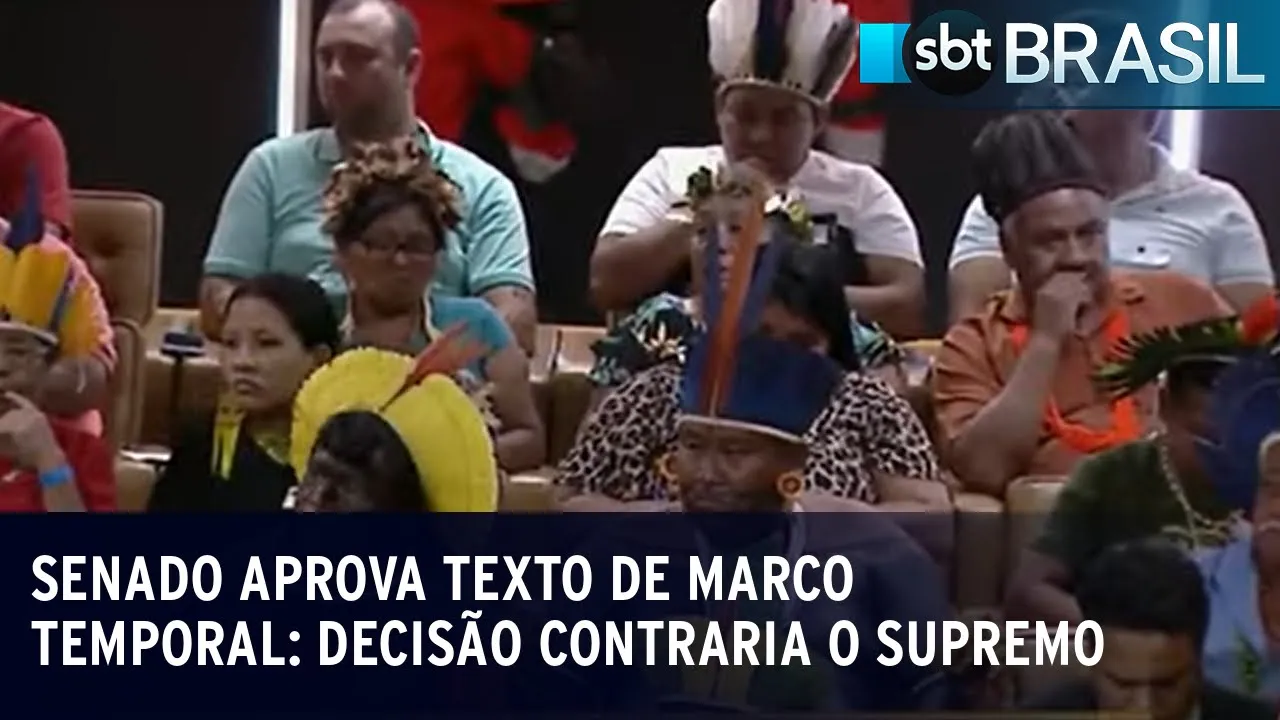 Senado aprova texto do marco temporal: decisão contraria o Supremo | SBT Brasil (27/09/23)