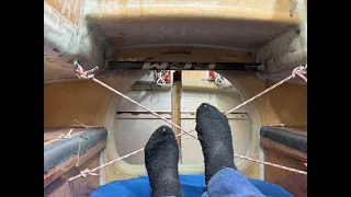 Getting boxes starting aft mastholder and trying dead pedal