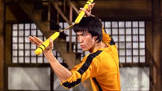 bruce lees nunchaku duel yellow suit scene classic game of death fight