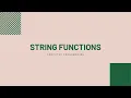 String Functions