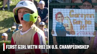 LLBWS HISTORY 👏 Carsynn Meyer becomes first girl to record an RBI in the U.S. Championship Game 🙌