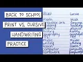 Back to School Print vs Cursive Handwriting Practice Aesthetic Writing Perfectly Neat Notes