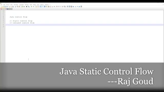 Java Static Control Flow - 1