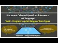 C Data Types and their range and format specifier CS8251 - Programming in C Tamil 3