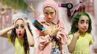 راحو عند مصففه شعر شريره خربت شعرهم وصارو يبكو روزا جوجو كنان 