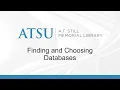 Finding and Choosing Databases