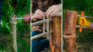 I created a SUPER BUSHCRAFT tool in the wild #outdoors #camping #lifehacks