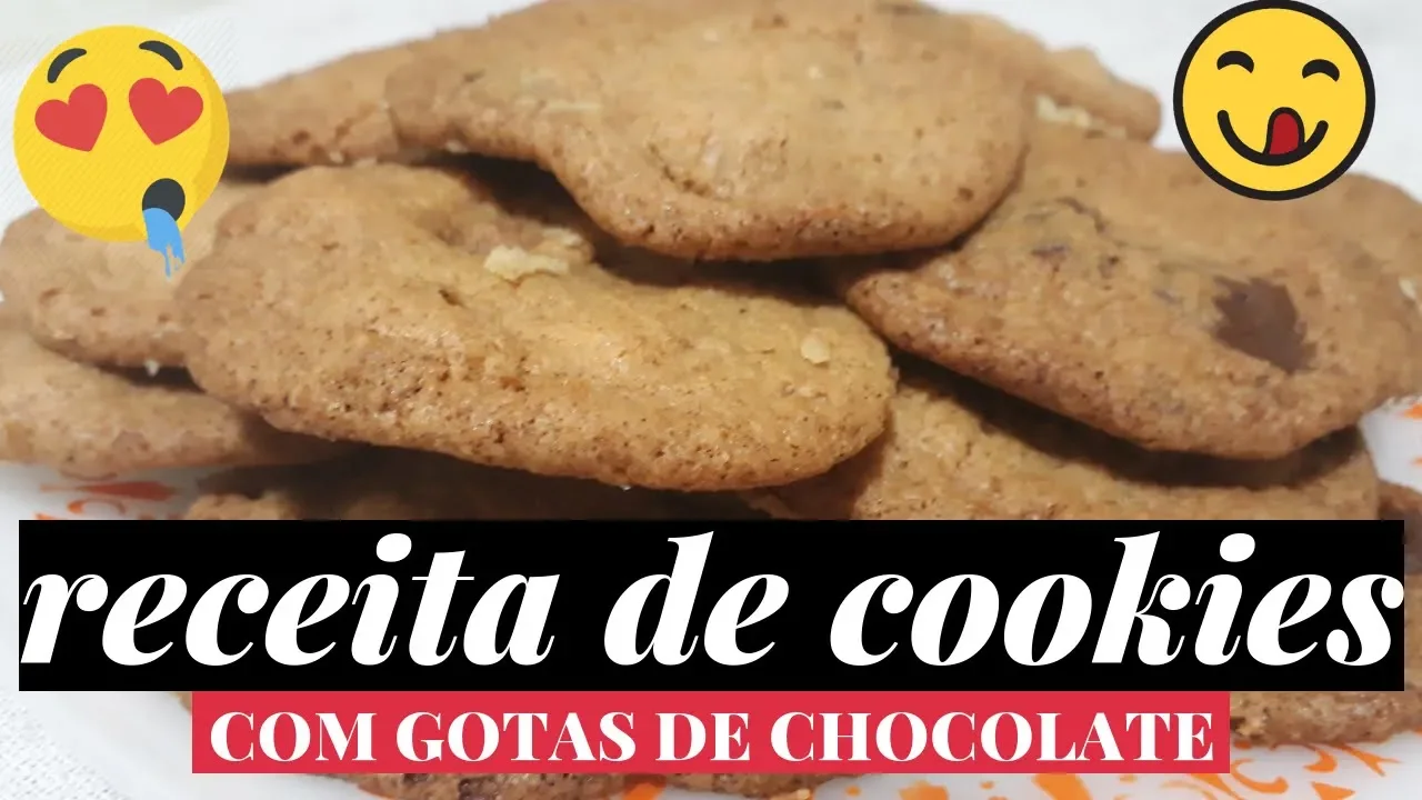 RECEITA DE COOKIES COM GOTAS DE CHOCOLATE MUITO FÁCIL!