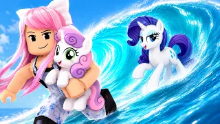 Tsunami! Tenemos que rescatar a los ponies en Roblox