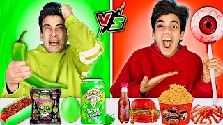 تحدي اكل يوم كامل بنفس لون ملابسنا مقلب عيني اتفقعت في الحسن مؤثر 