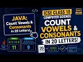 Count Vowels Consonants in 20 Letters Using Java ICSE Class 10