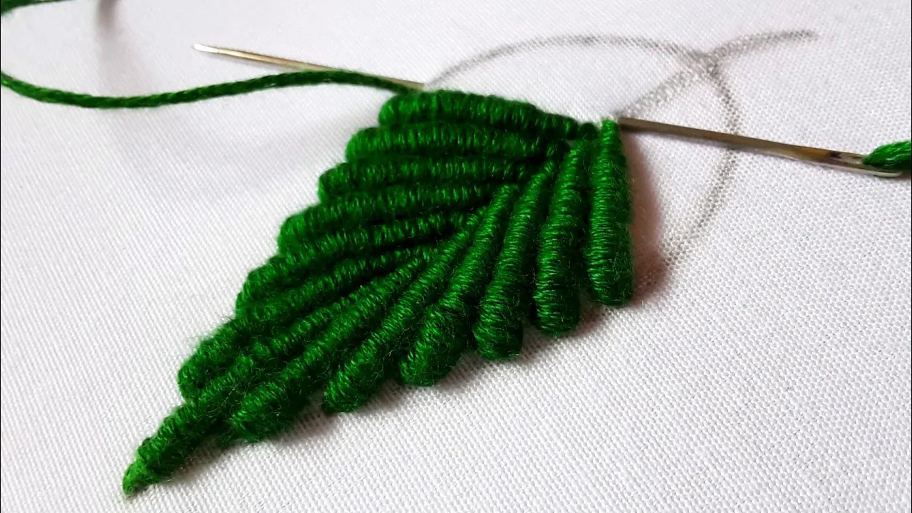 (Class - 4) Bullion knot stitch : Leaf stitch embroidery