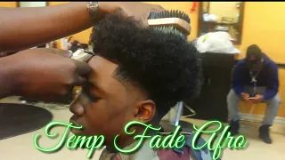 Temp Fade Afro Haircut Barber tutorial