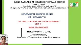 Modules Packages Python Programming SNS INSTITUTIONS