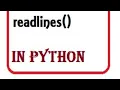 PYTHON TUTORIAL 14 READLINES FUNCTION IN PYTHON PROGRAMMING