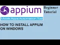 APPIUM TUTORIAL FOR BEGINNERS APPIUM FOR MOBILE APP TESTING How To Install Appium
