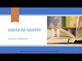 Query as Query or Query based on ObjectScript