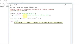 python program to calculate the area of a regular polygon