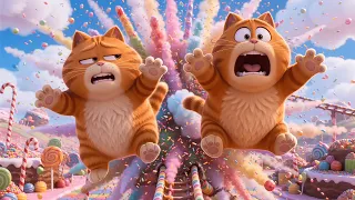 Naughty Cat and Friends Cartoon Animation - World’s Highest Candy Roller Coaster… BIG MISTAKE 😱🍬