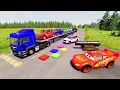 Download Lagu Flatbed Truck McQueen | Transportation with Truck - Pothole vs Car #42 | BeamNG.Drive Gameplay