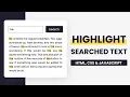 How To Create Highlight Searched Text Using HTML CSS JavaScript Day 05