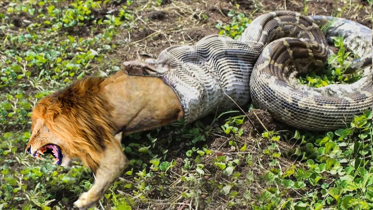 Lion vs Giant Snake Real Fight Battles, Lion had to die when he dared to attack it