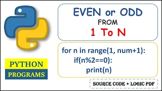 Python Program to Print Even and Odd numbers From 1 to N