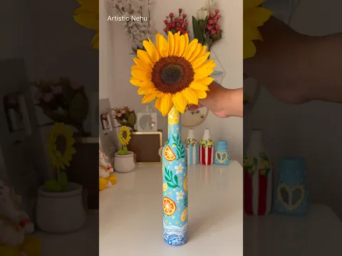 Wine bottle turns into beautiful master piece 🌻🧿🌻 #diy #art #craft #shorts